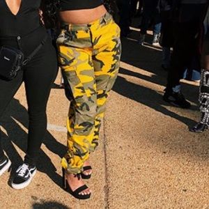Yellow camouflage baggy pants